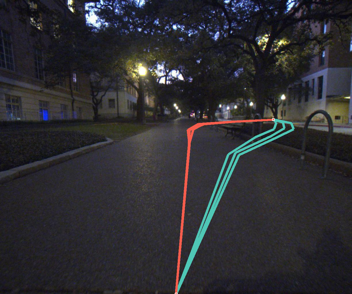 Robot navigating around U-pole obstacle